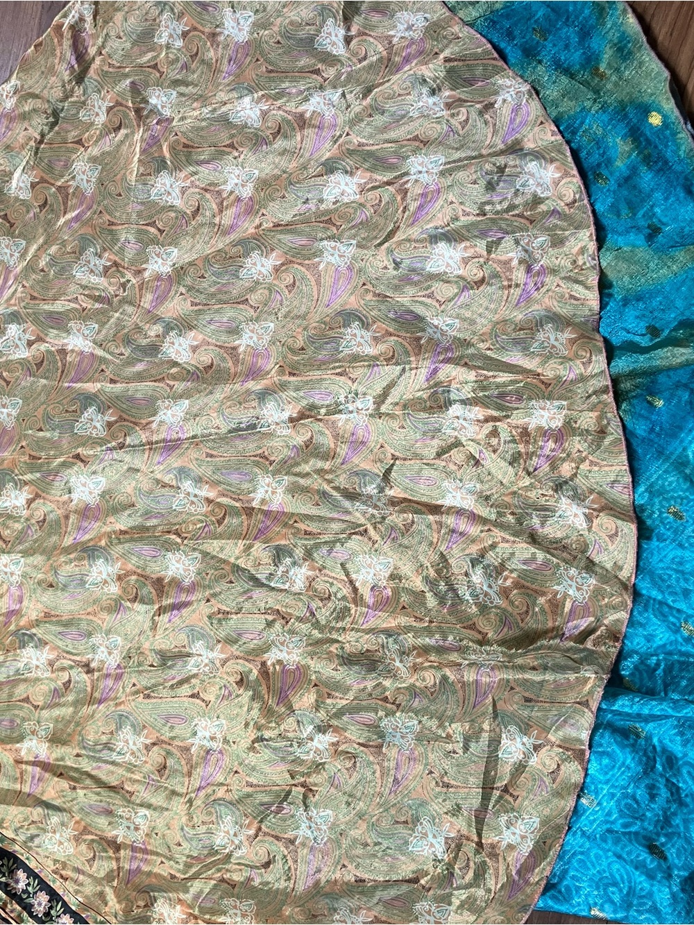 Boho Paisley silk wrap skirt reversible